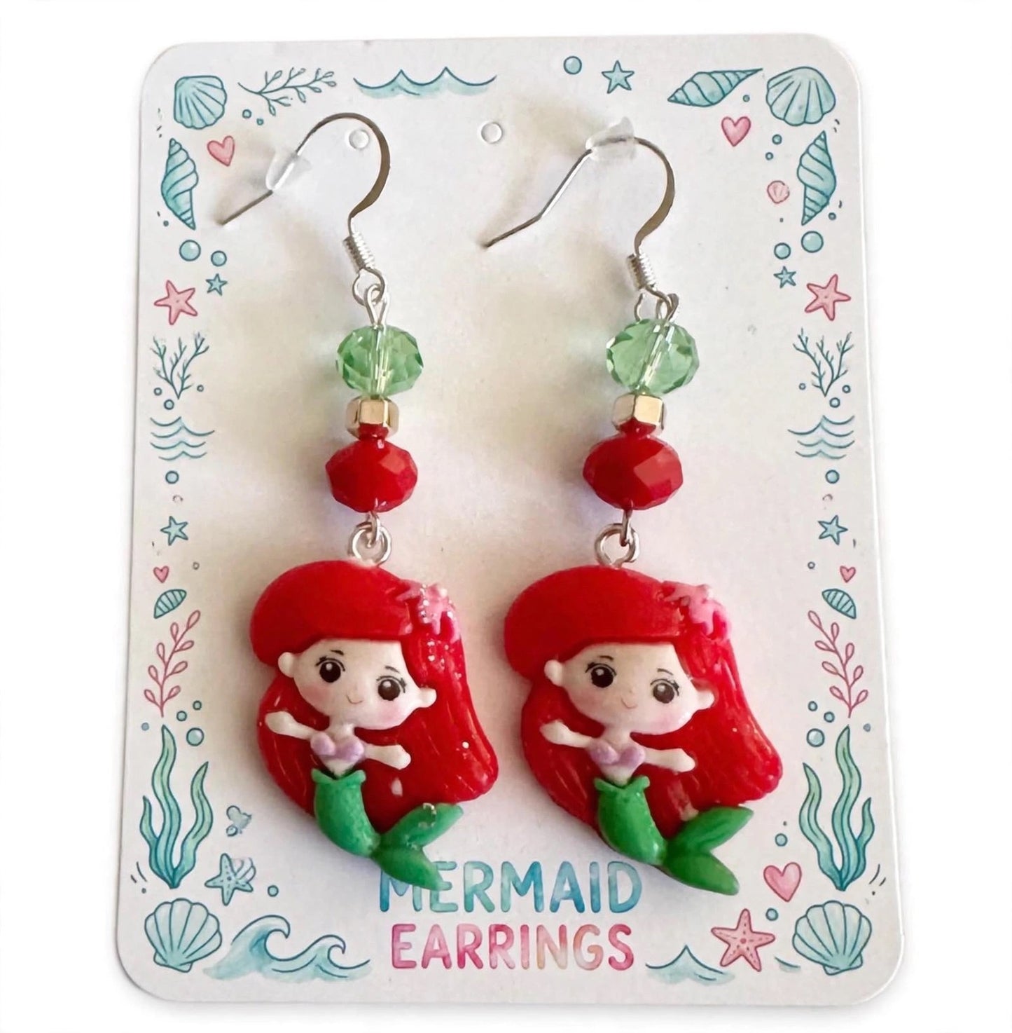 Adorable Mermaid Clay & Resin Earrings - Ocean Inspired Dangle Jewelry