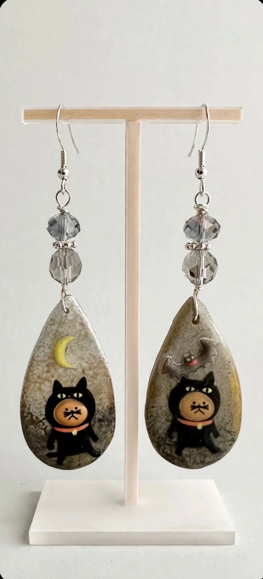 Dangle Clay Resin Teardrop Halloween Cat