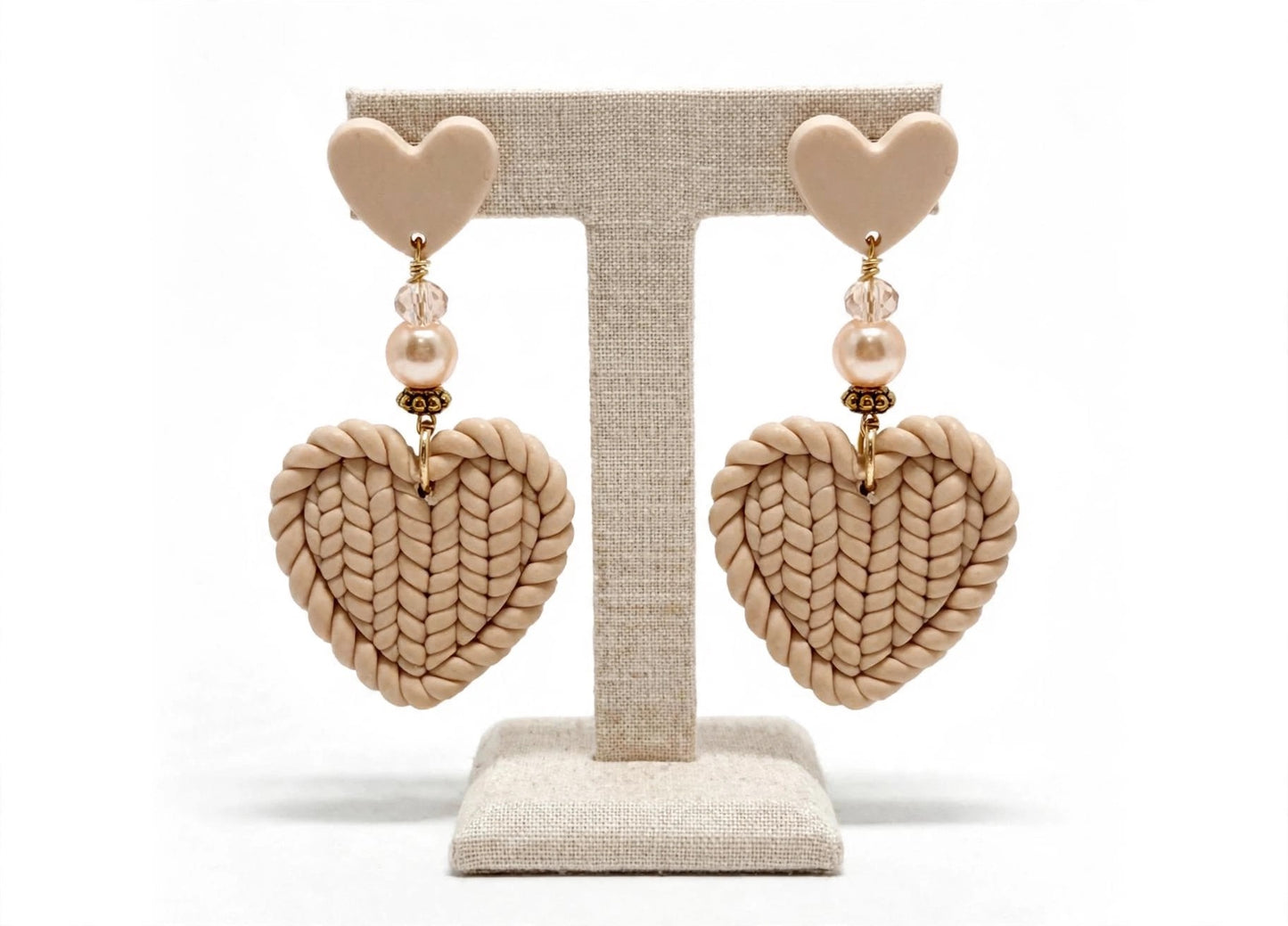 Braided Heart Design Clay & Resin Earrings - Lovely Dangle Jewelry