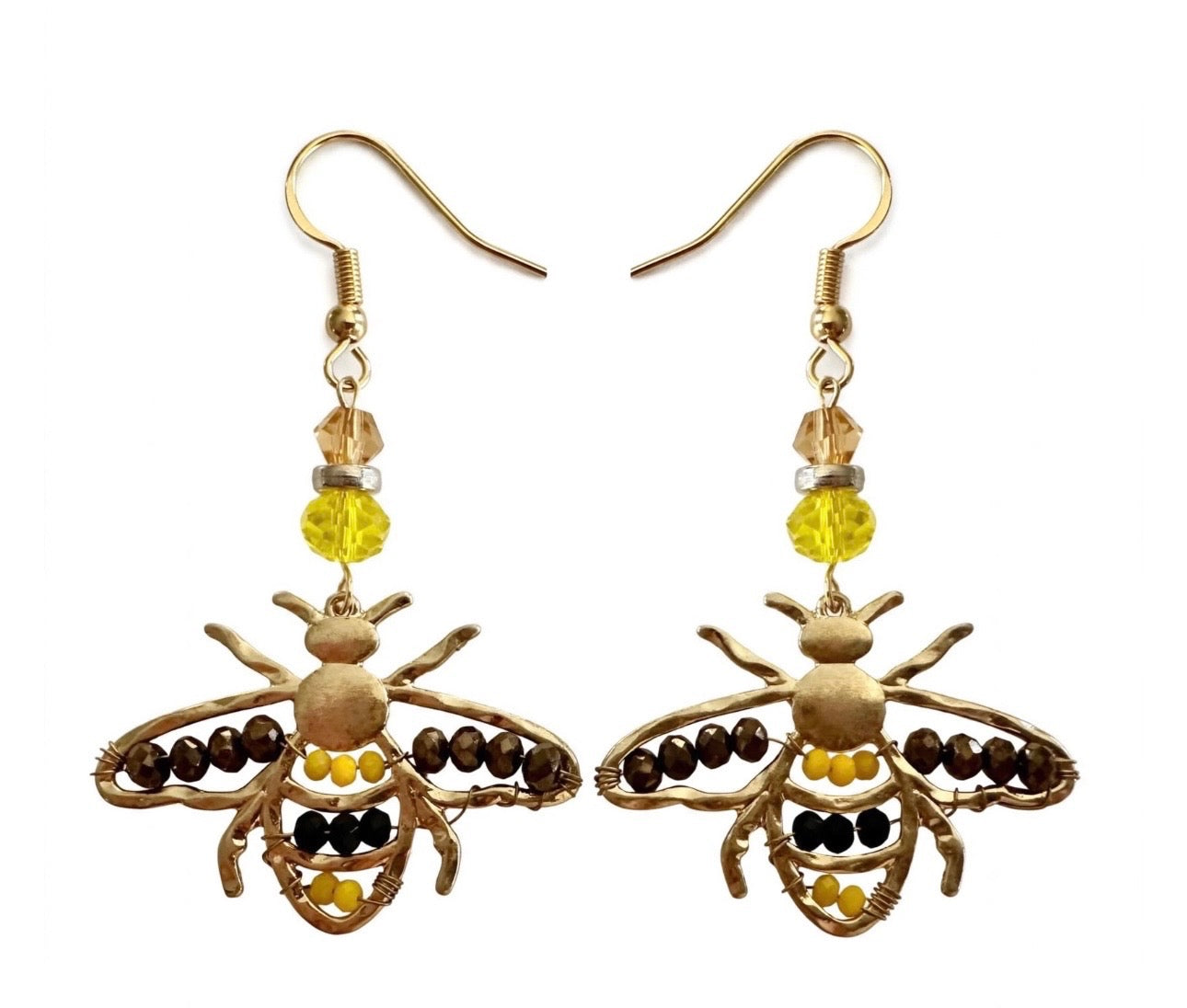 Bee Metal Earrings - Nature-Themed Dangle Jewelry