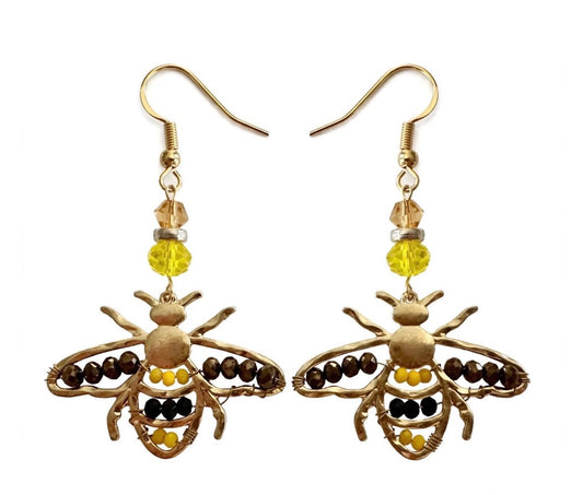 Bee Metal Earrings - Nature-Themed Dangle Jewelry