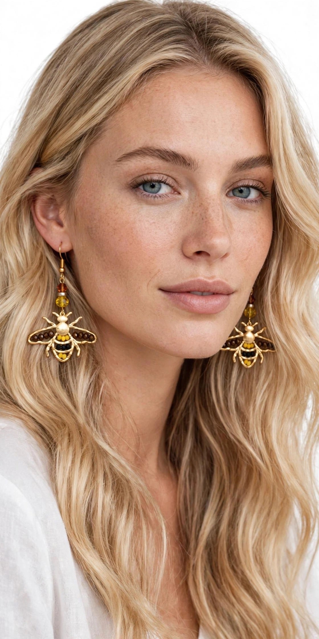 Bee Metal Earrings - Nature-Themed Dangle Jewelry
