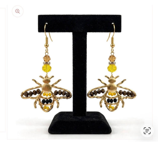 Bee Metal Earrings - Nature-Themed Dangle Jewelry