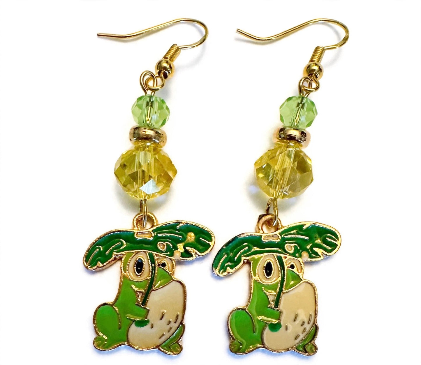 Lily Pad Frog Enamel Earrings - Cute Quirky Dangle Jewelry