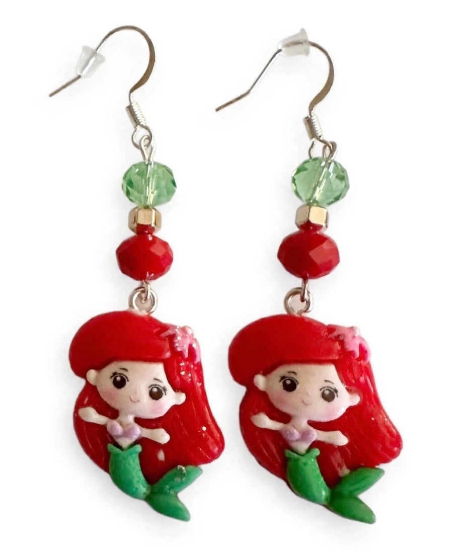 Adorable Mermaid Clay & Resin Earrings - Ocean Inspired Dangle Jewelry