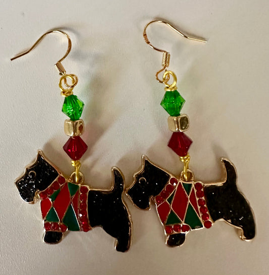 Scottie Dog Enamel Earrings - Cute Dangle Jewelry